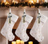 AOGU 3 Pack 22 Inch Faux Fur Sequin Christmas Stockings, Snowy White Hanging Ornaments, Gold