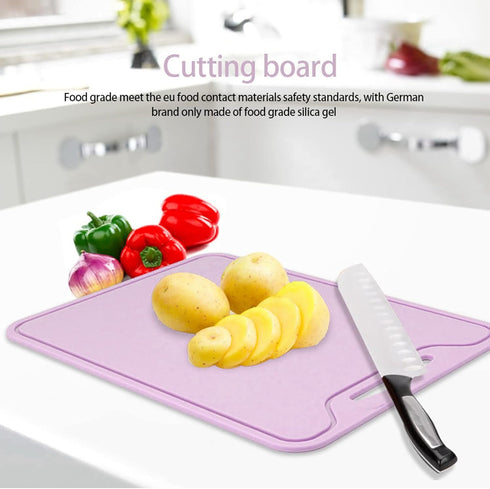Silicone Cutting Board, Colored Flexible Chopping Mat for Meat and Vegetables, Kitchen Cutting Plate