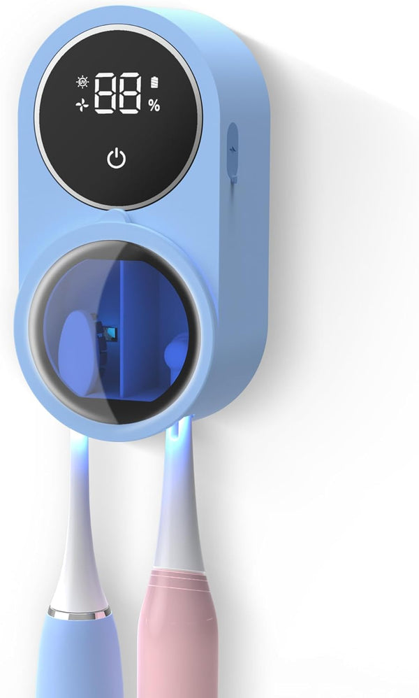 Biodzzs Toothbrush Holder and Cleaner for Bathroom Light Cleaning Fan Drying Round in