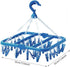 SteelFever Clothes Drying Hanger, Foldable Drying Rack with 32 Clips for Clothes, Underwear, Socks (Blue)