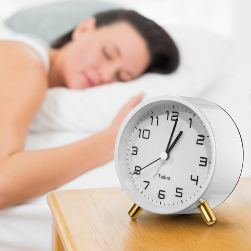 Alarm Clock for Bedroom,Loud Analog Clocks with Silent Non-Ticking,Voice Controlled Light,Small Clock