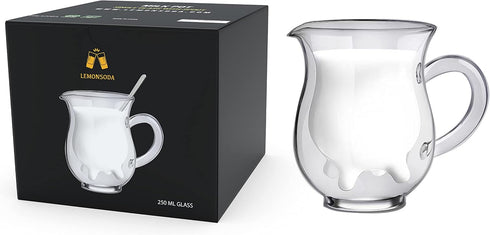 LEMONSODA Insulated Double Wall Milk Pitcher - Cute Cow Design Creamer, Tea, Milk, Coffee Pitcher (250 mL)