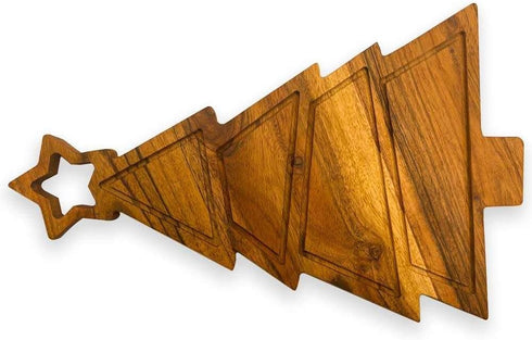 Christmas Tree Shaped Wood Cutting Board for Kitchen Decoration, 11"L x 9.75"W, Wooden Charcuterie Board
