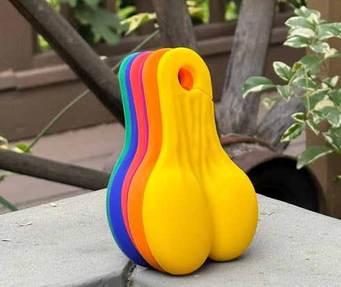 Wine Nutz, 6pcs Silicone Wine Glass Charms/Markers for Cocktails, Martinis, Rainbow Funny Gift