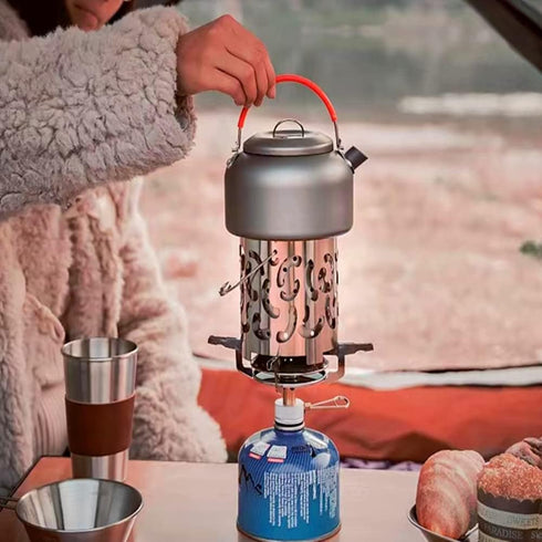 Portable Stainless Steel Camping Heater, Small Propane Butane Candle Tent Heater, Emergency Heater (Silver)