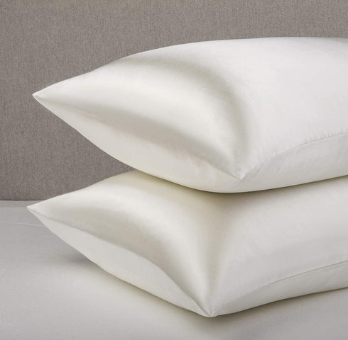 Lanest Satin-Silk Pillowcase Queen, White, Breathable, Super Soft, Cooling for Hair and Skin