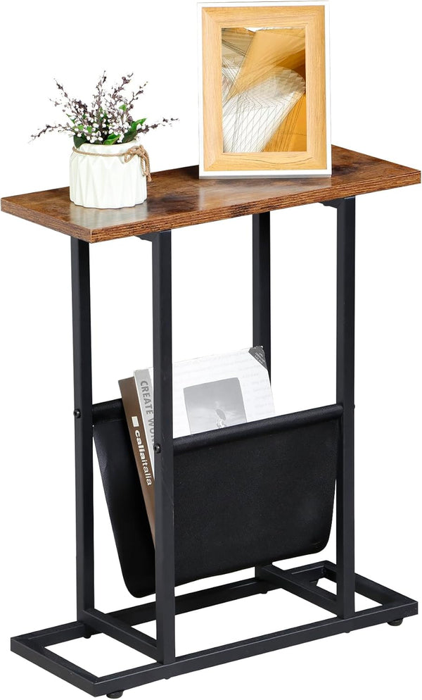 SUPER DEAL Side Table with Magazine Holder Sling, Narrow End Table Slim