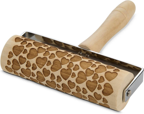 Mrs. Anderson’s Baking Mini Embossing Rolling Pin, Hearts Design, Poplar Wood and Chrome-Plated Iron.