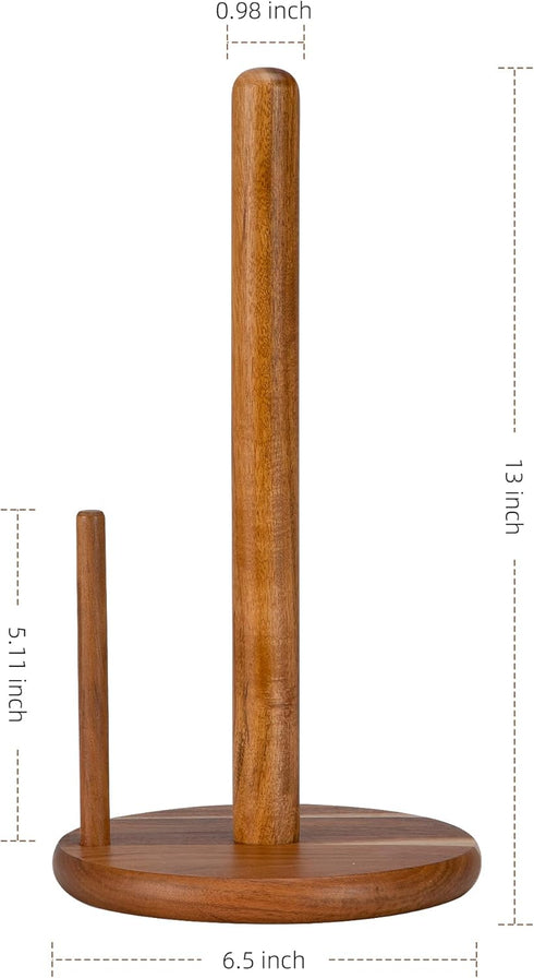 Countertop, Acacia Wood Paper Towel Holder Wooden Paper Towel Holder Thicken Base for Kitchen, Easy to Assemble