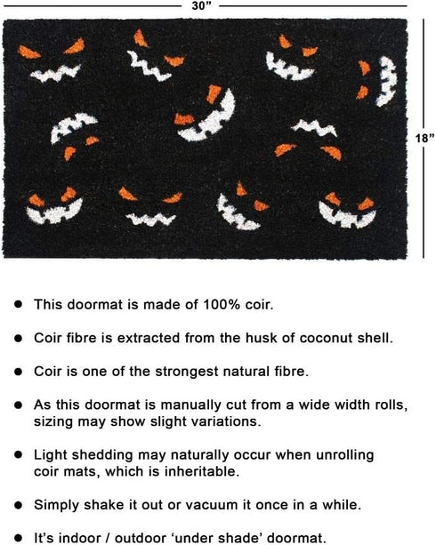 White Tufted Pumpkin Faces Doormat - 18" x 30"