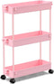 SPACEKEEPER Slim Rolling Storage Cart - 3 Tier Bathroom Organizer Utility Cart for Kitchen, Office, and Narrow Spaces,