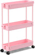 SPACEKEEPER Slim Rolling Storage Cart - 3 Tier Bathroom Organizer Utility Cart for Kitchen, Office, and Narrow Spaces,