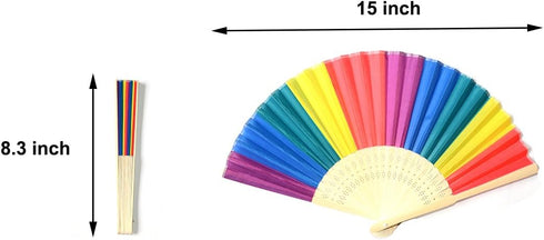 6 Pack Rainbow Hand Fans, Rainbow Themed Folding Fans for Party Decoration and Party Favors