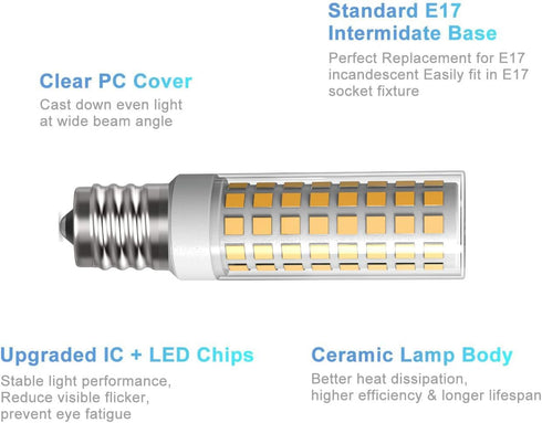 E17 LED Bulb 3 Pack, Microwave Oven Appliance Light Bulb for Over Cooker Lamp, 7W