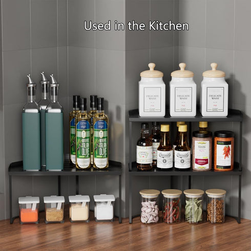 SHBaizoy Cabinet/Bathroom/Countertops/Utensils Stackable Metal Kitchen Corner Cabinet Organizer,Kitchen Corner Shelf