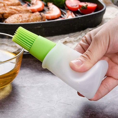 AKOAK 1 Pack Environmentally Friendly Silicone Flat-Bottomed Barbecue Oil Bottle Brush for Kitchen Baking and Cooking