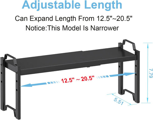 X-cosrack 5.51" Counter Countertop 30LBS Narrow Expandable Cabinet Shelf Organizer Width, Kitchen Storage Shelves Spice