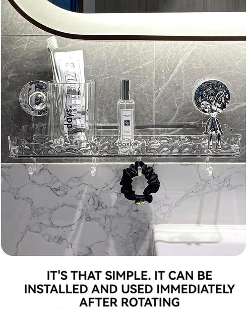 Generic Light Luxury Style Punch-Free Storage Rack, Suction Corner Shower Organizer, Corrugated Suction Cup Storage
