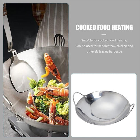 ERINGOGO Cast Iron Skillets, 10.5 Inch Metal Wok Pan, Large Handles, Cookware Sets