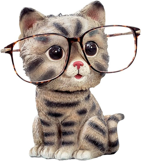 Cute Markings Cat Shaped Resin Spectacles Holder, Coin Bank Home Decoration Gift for Kids