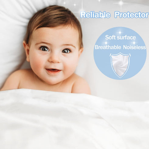 5-21White Queen Waterproof Mattress Protector - Noiseless, Breathable, Machine Washable Fitted Mattress Cover with Deep