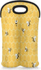 Cute Bees 2 Bottle Wine Carrier Tote Bag, Insulated Neoprene Holder for Picnics, Travel, Great Gift