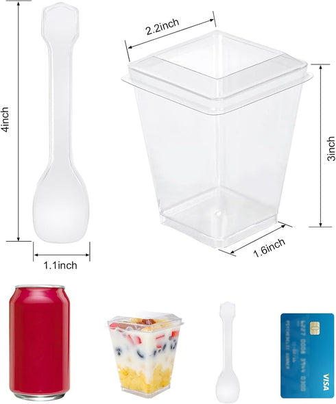 FIFWVGP 5 oz 60Pcs Plastic Dessert Cups With Lids and Spoons, Yogurt Parfait Appetizer Cups for Party, Mini Dessert