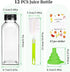 Leaflai 12Pcs -12oz Plastic Juice Bottles with Caps Reusable Juice Containers with Tamper Proof Lids Black - Clear