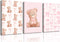3Pcs Pink Teddy Bear Canvas Wall Art Coquette Bow Wall Decor Pictures