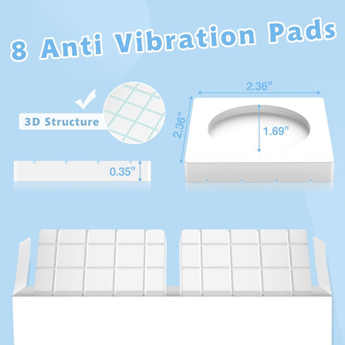 SEISSO Anti Vibration Pads for Washing Machine, Anti Slip and Noise Cancelling Washer Anti Vibration Pads, Natural Rubber Washer Pads Hard Wearing Washing Machine Vibration Foot Pads - 8PCS, White