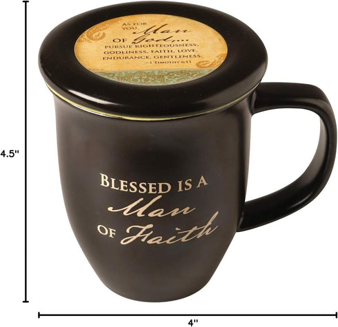 Man of Faith Ceramic Mug and Coaster Set, 14 Ounce, by Abbey Gift
