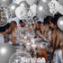 SUWEN 60PCS Metallic Silver Confetti Balloons Set, Latex Helium Chrome Silver Balloons for Party Decorations