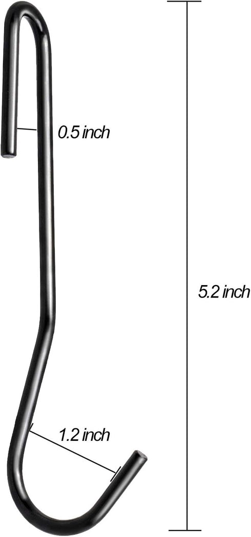 12 Pack Heavy Duty S Hooks, Black Pot Rack Holder Hanger Hooks for Hanging Kitchen Utensils, Pots, Pans, Clothes