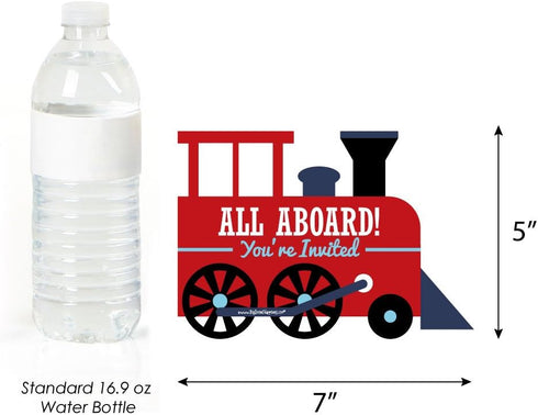 Set 12 Big Dot of Happiness Railroad Party Crossing - Shaped Fill-In Invitations - Steam Train Birthday Party or Baby