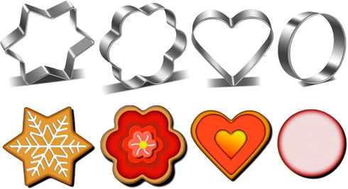 Metal Cookie Cutters Set - 20 Round Heart Flower Star Cookie Cutters for Baking, Stainless Steel Mini Molds