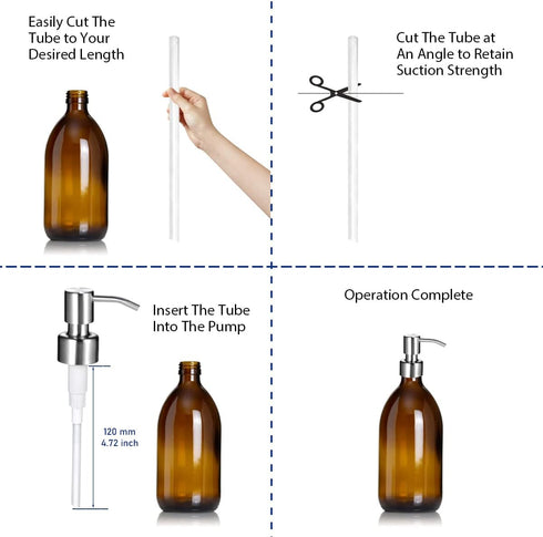 4PC Stainless Steel Soap Dispenser Lids - Replacement Pump with Waterproof Label Stickers for 28/400 Neck Bottles