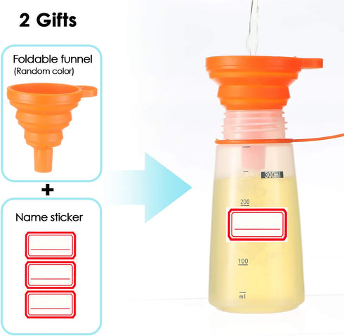 2 Pack Wide Mouth Condiment Squeeze Bottle, 300ml Empty Reusable Bottles for Honey, Batter, Catsup, Baking