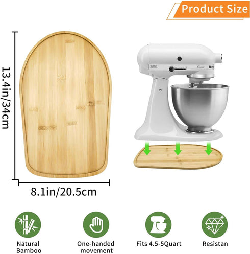 Bamboo Mixer Slider for Kitchenaid 4.5/5 Quart Tilt-Head Stand Mixer, K45SS Kitchen Attachment Sliding Mat