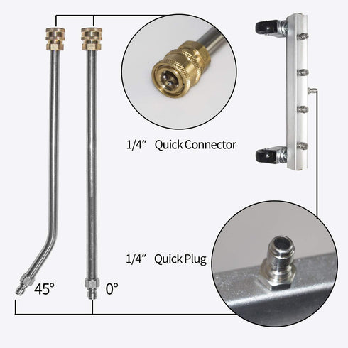 13 Inch 45-Degree 4000 Hourleey Pressure Washer Undercarriage Cleaner, Undercarriage Water Broom with Extension Wand