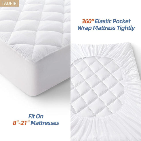 Taupiri California King Quilted Mattress Pad Cover, Deep Pocket Cooling Soft Pillowtop