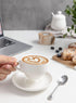 Sweese 6 Ounce Cappuccino Cups with Saucers, Porcelain Double Espresso Cups Set of 6