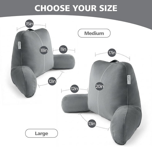 Yagamo Reading Pillow with Adjustable Memory Foam,Adult Backrest with Arms, Back Pillow for Sitting in Bed
