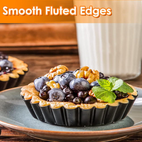 Mini Tart Pan Set of 12, Non-Stick 4 Inch Quiche Pan, Removable Bottom for Pies and Desserts