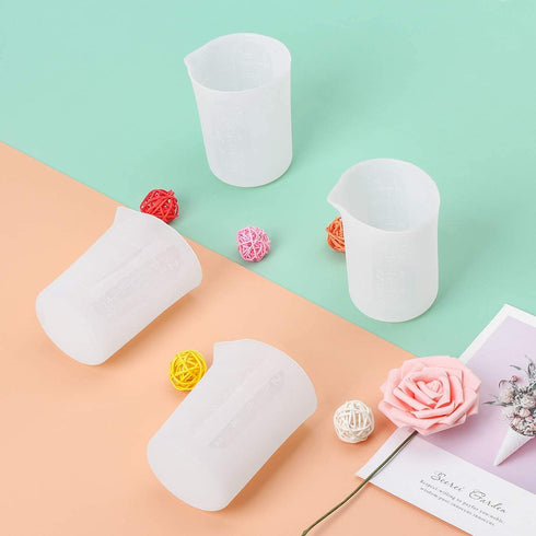Gartful 250ml Silicone Measuring Cups, 4 PCS Nonstick Reusable Mixing Cups for DIY, Art, Craft, Easy Clean