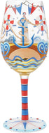 Enesco Lolita Designs Nautical Light House Hand-Painted Artisan Wine Glass, 15 Ounce, Multicolor
