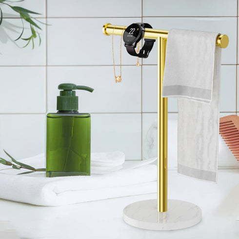 T Shape Freestanding Towel Rack for Bathroom, Organizer Countertop Hand Towels Stand, 304 Stainless Steel