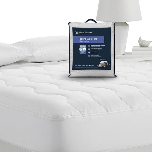 Serta Air Dry Extra Comfort Quilted Mattress Pad, Cooling & Breathable, 15" Deep Pocket, Twin, White