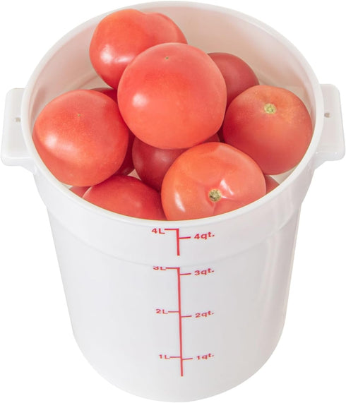 Restaurantware-Met Lux 4 Quart Food Storage Container, 1 White Container - Lids Sold Separately, Red Volume Markers