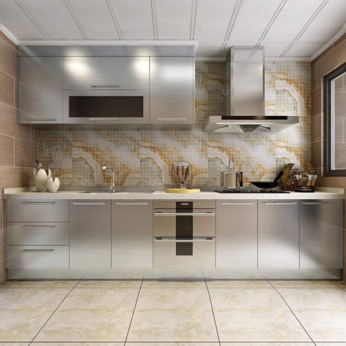 Livelynine Brushed Nickel Peel and Stick Wallpaper, Silver Stainless Steel Contact Paper for Appliances, 15.8x78.8 in