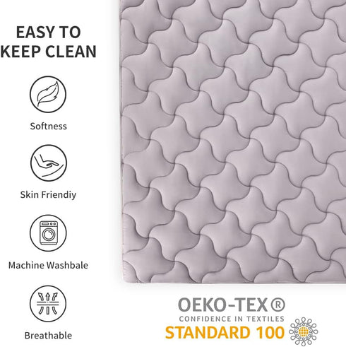 SLEEP ZONE Cooling Mattress Topper King Size, Quilted Fitted Cover, Soft Fluffy Down Alternative, Deep Pocket Grey